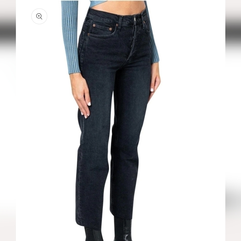 Re/Done Originals Womens High rise Stovepipe Crop black wash jeans 26